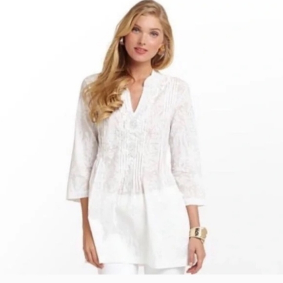 Lilly Pulitzer White Tunic Top - Picture 2 of 10